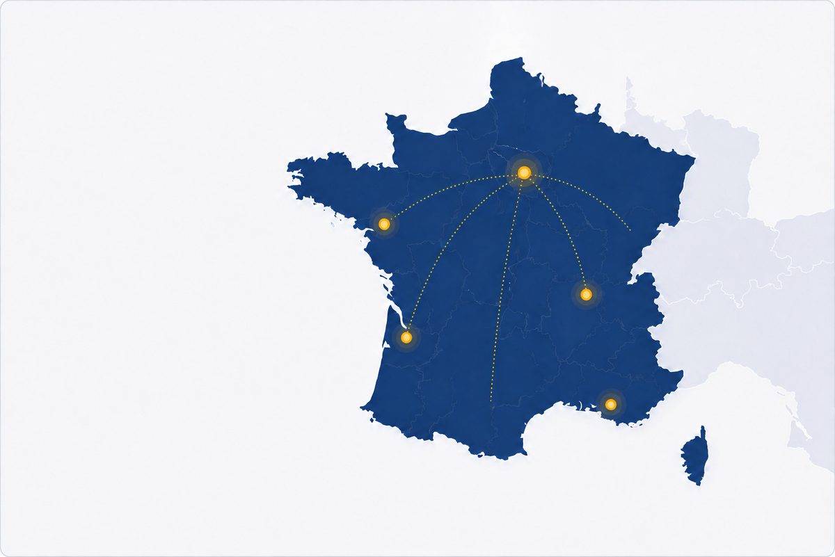 Carte de la zone d'intervention OTO MERCI : France